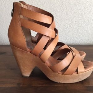 Lucky Brand Strappy Wooden Platforms